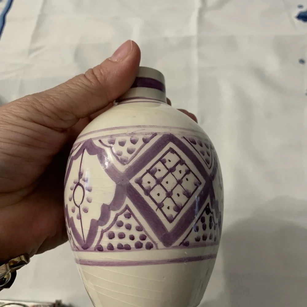 Doterra Purple and Cream Vase